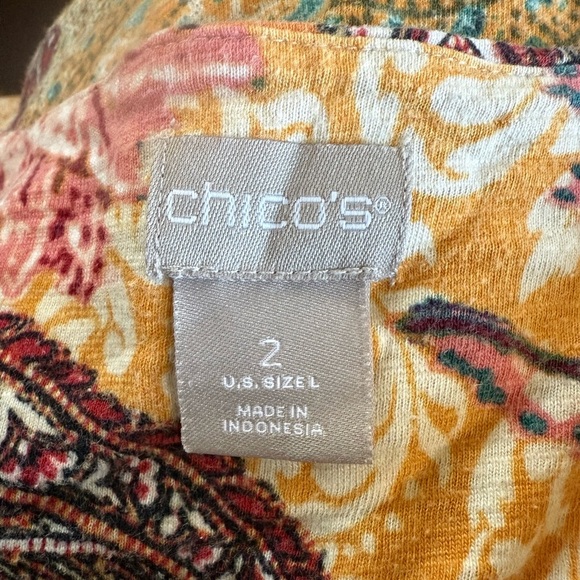 Chico's Multicolor Paisley V-Neck Hi-Lo Blouse Women’s Size 2 (Large) - Picture 5 of 9